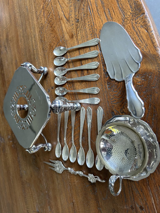 Silver-plated Vintage Tea Set. (17-Piece)
