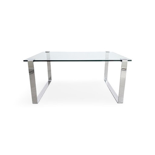 Original Draenert glass dining table, classic design, chrome finish