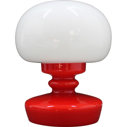 Vintage rood glazen tafellamp van Stepan Tabery, Tsjecho-Slowakije 1970