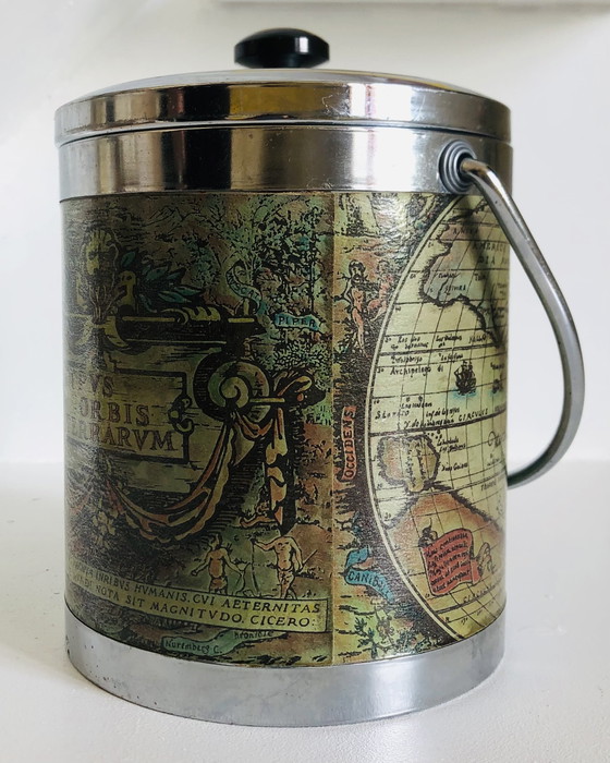 Image 1 of Secchiello per ghiaccio con mappa del mondo vintage