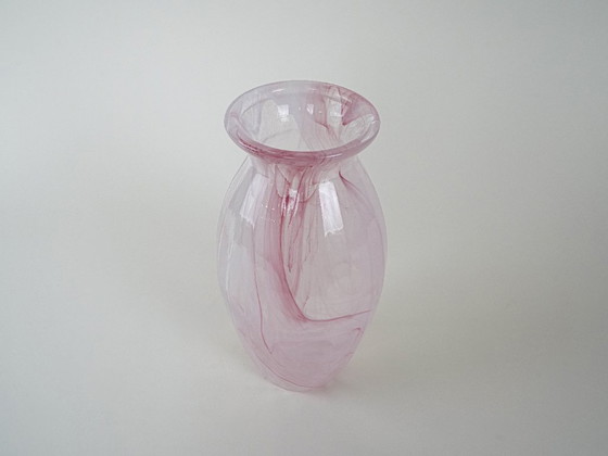 Image 1 of Pink glass vase, Italian design, 1980s, made in Italy