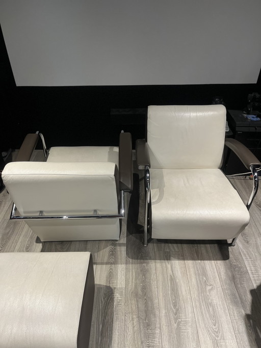 2 Leolux Scylla with Ottoman – fauteuils, Leather, Chrome (photo 2 of 5)