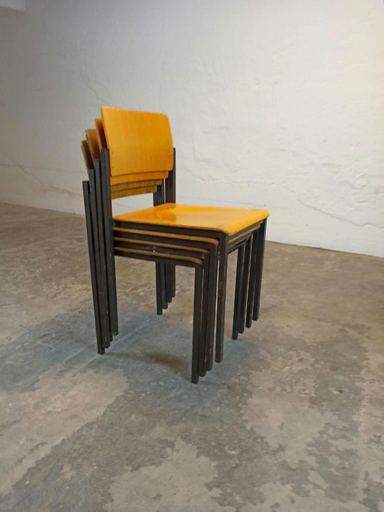 4 x sedie industriali vintage – Sedie da pranzo, Metallo, Legno (photo 7 of 15)