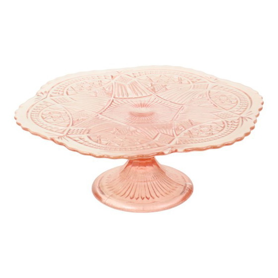 Image 1 of Art Deco Roze Taartschaal Standaard