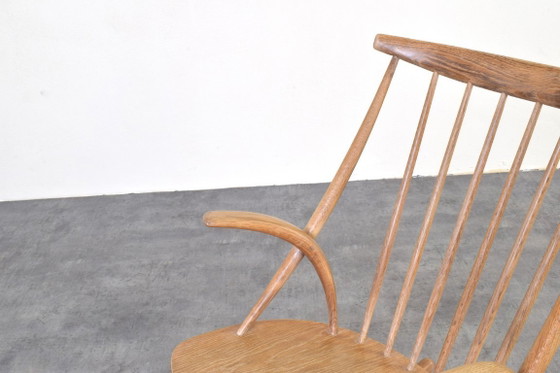 Image 1 of Fauteuil à bascule en chêne style Mid-Century par Illum Wikkelsø pour Niels Eilersen, années 1950.