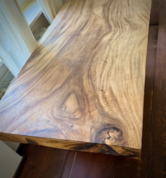 Image 1 of Tavolo/scrivania di design in legno massello di teak, 180 cm, piano 10 cm