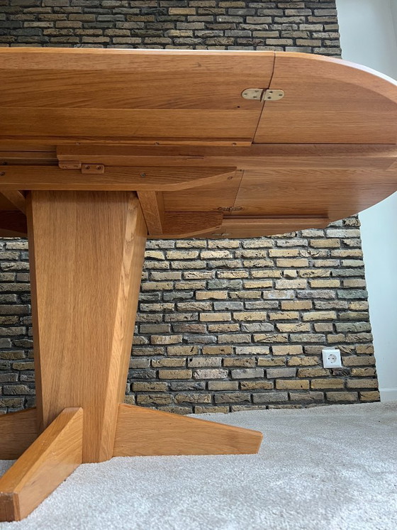 Image 1 of Danish oak dining table - Vintage Scandinavian design - drop-leaf