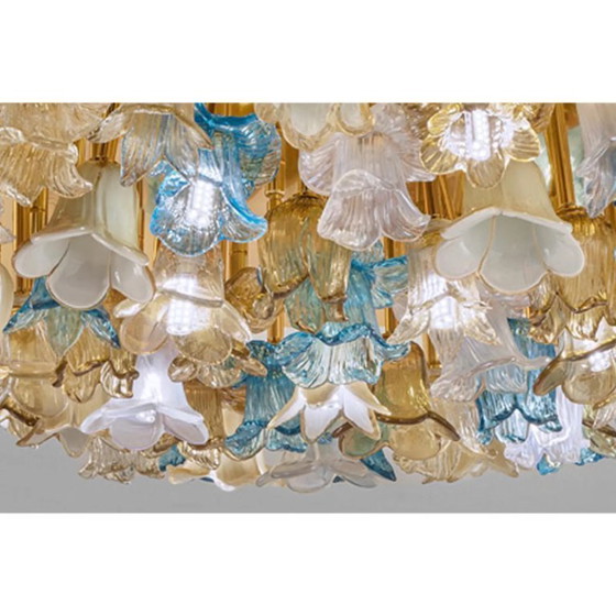Image 1 of Plafoniera decorativa in vetro di Murano dorato con motivo floreale