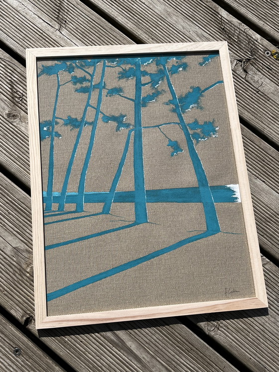 Image 1 of Vinyl painting "California Blue" on 345g raw canvas. Size 40x30cm.