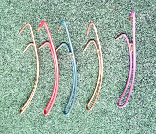 5x Curved Wall Hooks, 1950S