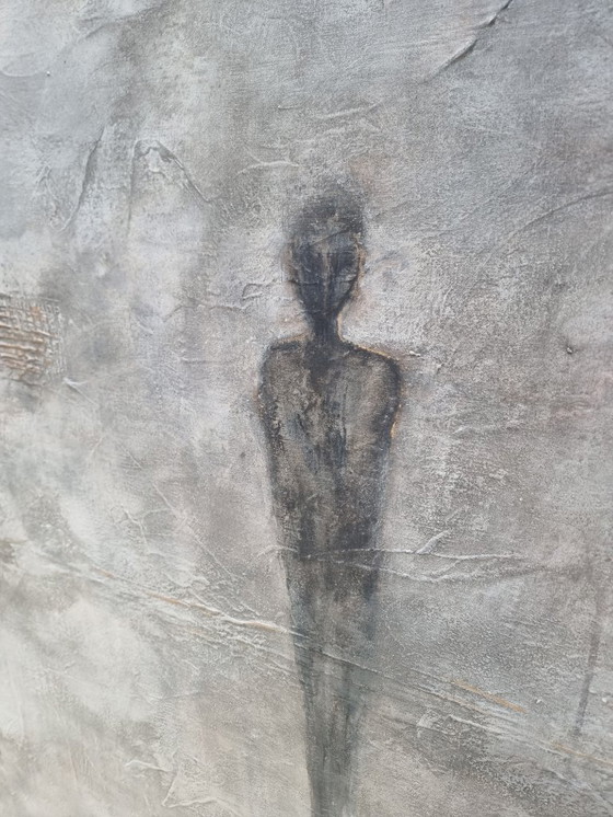 Image 1 of Peinture figurative moderne faite à la main, art contemporain, 100 x 100 cm