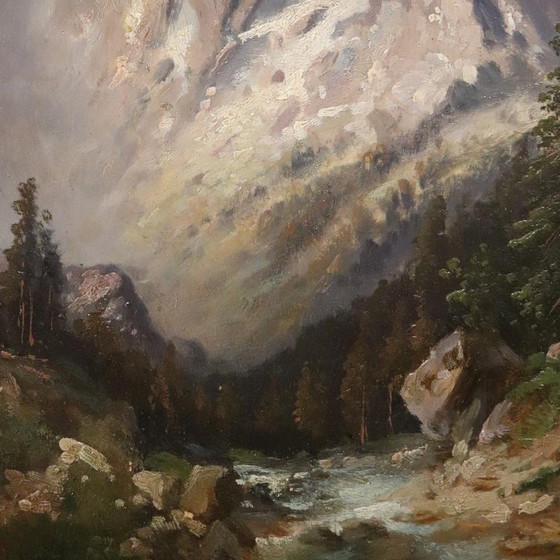 Image 1 of Mountain Landscape, Oil Painting on Board