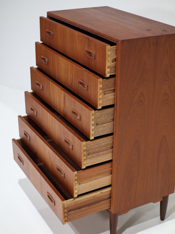 Chest of drawers teak vintage Danish 60s mid-century, Wood, Brown, 1960 (photo 6 of 11)