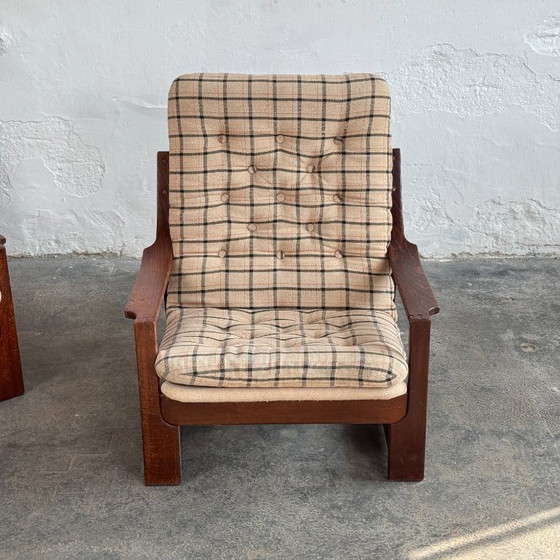 Image 1 of Salotto vintage con tavolino da caffè e motivo scozzese ungherese, anni '70