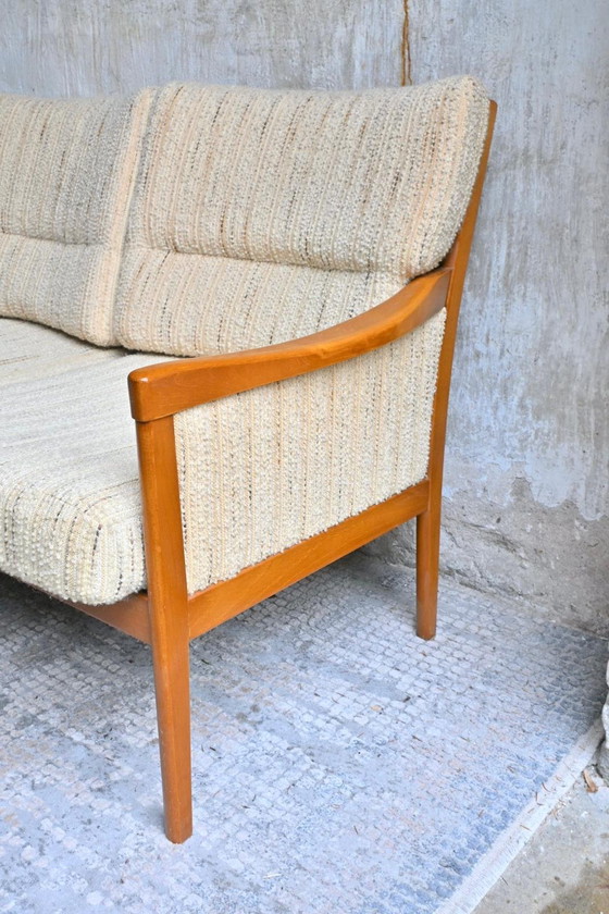 Image 1 of Divano a tre posti di metà secolo in teak e tessuto