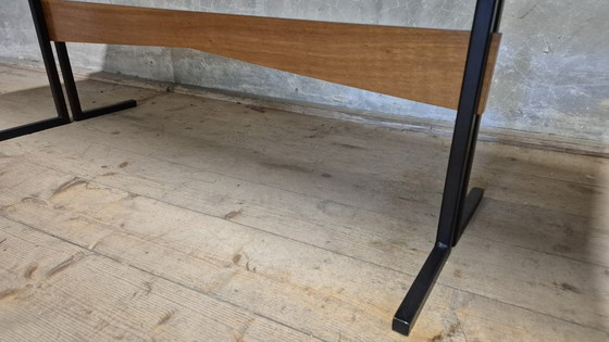 Image 1 of Vintage Rectangular Coffee Table with Wooden Top and Black Metal Base, 1960s