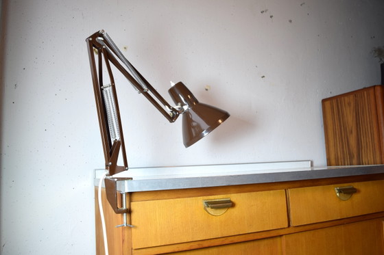 Lampe de bureau suédoise des années 1970 Lampe de table d'architecte vintage marron – Metal (photo 3 of 8)
