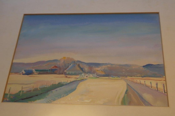 tekening/ acquarel 'Aan den Voert' van Henk van den Idsert, Schilderijen & Tekeningen, Papier (foto 2 van 5)