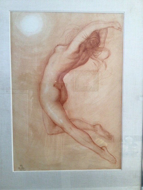 Image 1 of Litografía de muy bello desnudo firmada