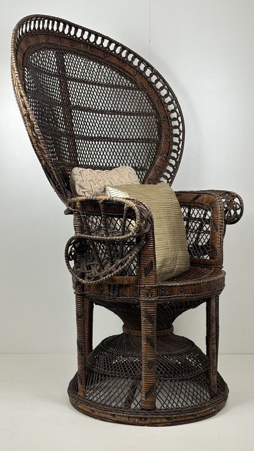 Original Vintage großen Rattan Pfau Stuhl Emanuelle