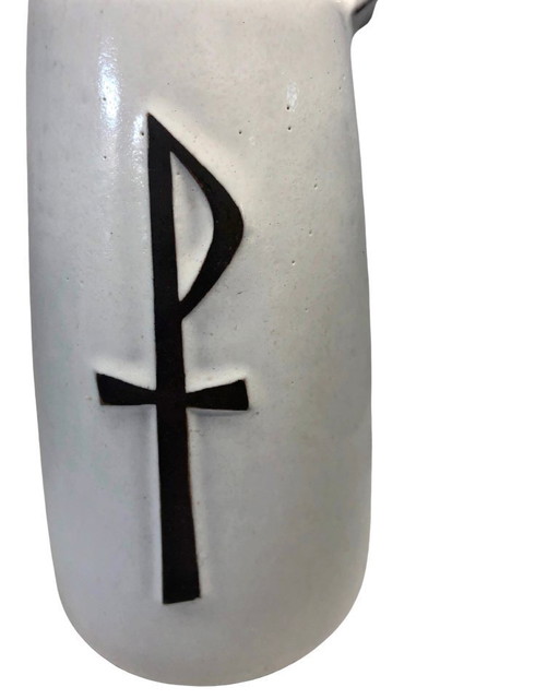 Rare Mid-Century Modern Belaire Rance Belgium Ceramic Pitcher - Pax Symbol ☧