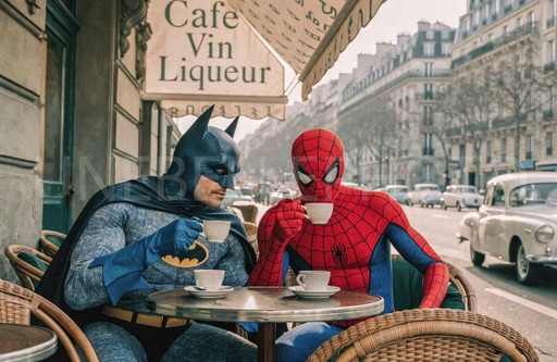 Photo imprimée et encadrée / cadre décoration / Série limitée / Signée / Batman et Spiderman