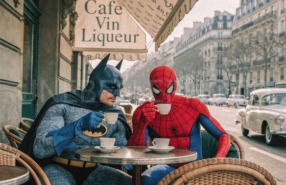 Image 1 of Photo imprimée et encadrée / cadre décoration / Série limitée / Signée / Batman et Spiderman