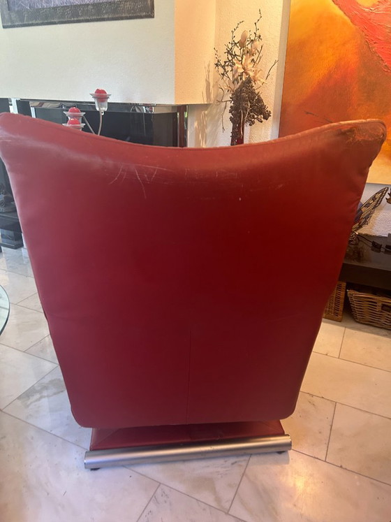 Rolf Benz 6500 Fauteuil Rood Leer – Draaistoelen, rvs (photo 3 of 8)