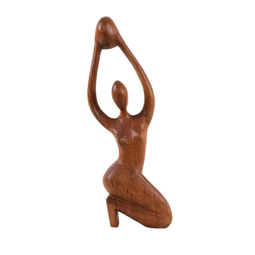 Sculpture en teck représentant une femme, design danois, années 1970, fabriquée au Danemark