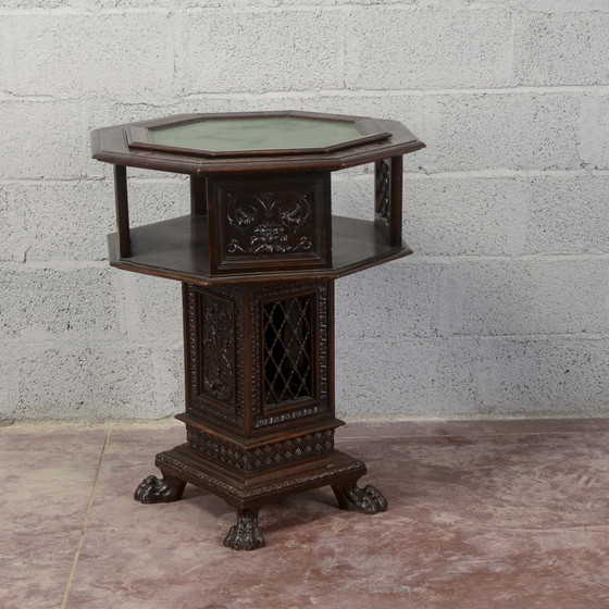 Late 19th Century Maggini Revolving Occasional Table with Removable Glass Top, Coffee tables, Wood, Brown (photo 14 of 20)