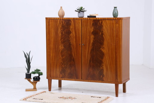 Vintage wooden linen cupboard | Mid - Century 50s cupboard with great grain | 60s retro compartment cupboard #05-63