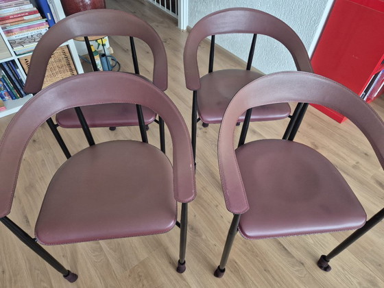 4 chaises de salle à manger Fasem P40 [Bordeaux foncé] – Leather, Metal (photo 6 of 6)