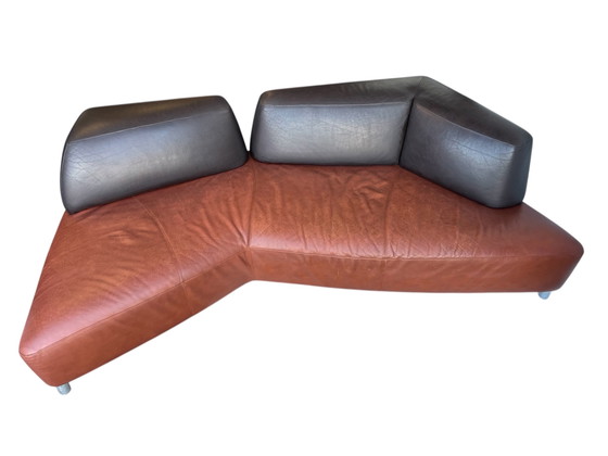 Image 1 of Cognac leren Leolux Archipel bank, postmodern ontwerp, Hugo de Ruiter