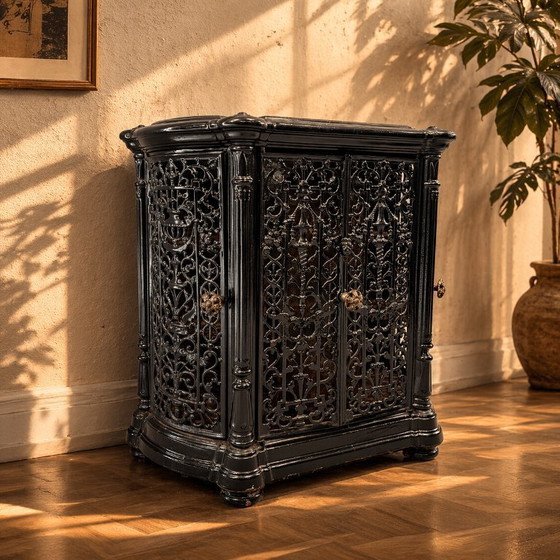 Image 1 of Antique Fireplace Insert Ornate Cast Iron Black Finish