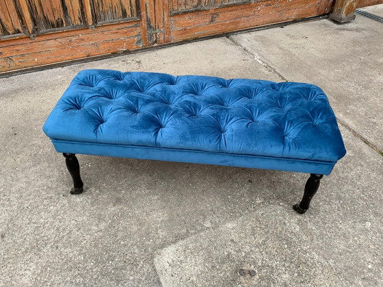 Mid-Century Blue Ottoman, 1960s – Footstools & poufs, Mid Century Modern (photo 6 of 8)