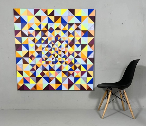 Image 1 of Lena László, acrylique sur toile, 'Exactly 299 triangles