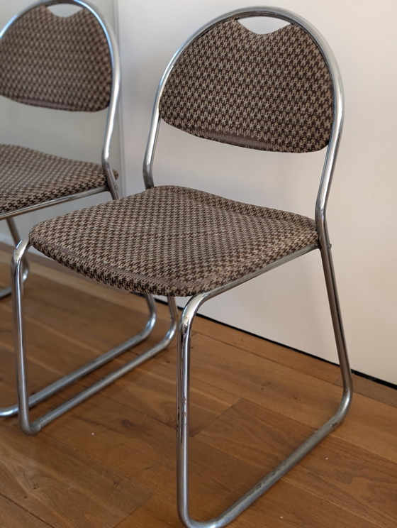 Image 1 of Jaren 70 Buisframe Stoelen 3 Stuks Stapelbaar