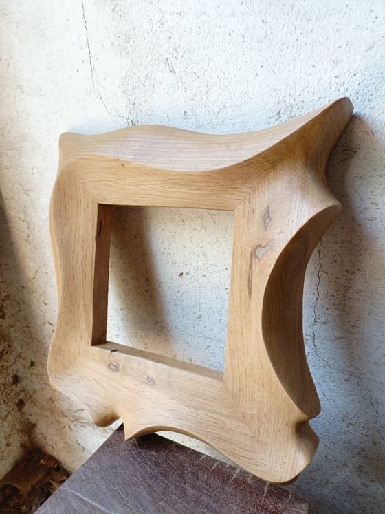 Marco/espejo de roble tallado, forma orgánica – retroDom, Wood (photo 5 of 5)
