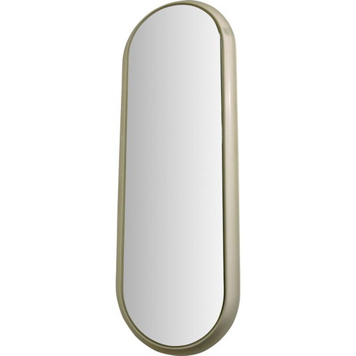 Miroir ovale vintage en bois laqué blanc, 1960