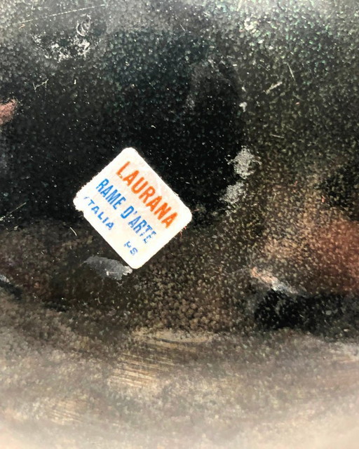 Vintage Italian Enamel Metal Bowl Laurana Rame d’Arte – Mid Century Decorative Dish