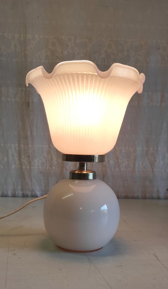 Image 1 of Table lamp in pink opaline glass - mid-20th century