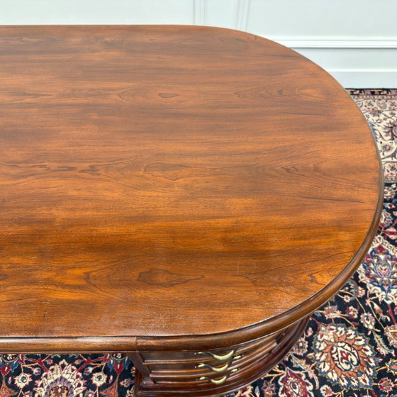 Grande Scrivania Ovale Classica Inglese – Scrivanie, Wood, Brass (photo 19 of 20)