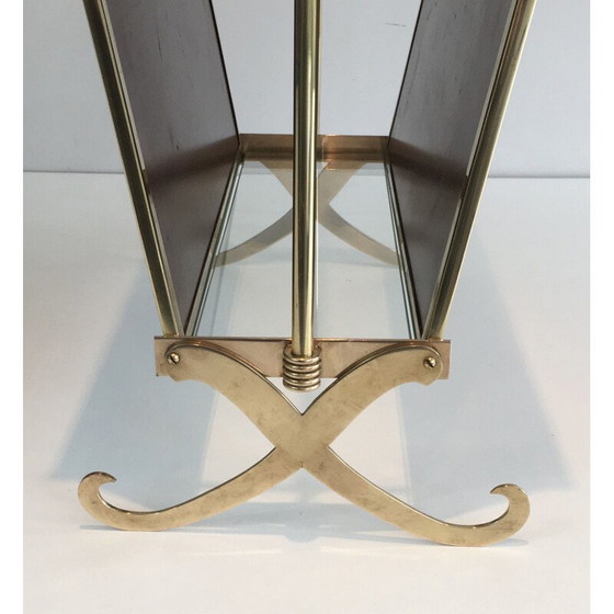 Image 1 of Vintage brass and neoclassical mahogany magazine rack for the Jansen house, 1940