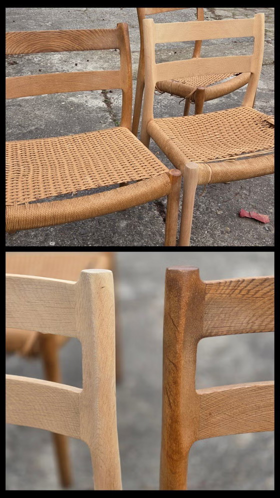 4x Niels Møller modèle 84 Chaise de salle à manger danoise en chêne savonné – J.L. Møller Møbelfabrik (photo 21 of 21)