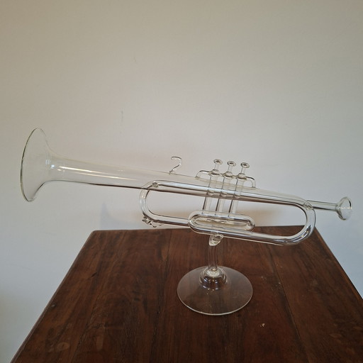 Mid-century mouth-blown borosilicate glass trumpet
