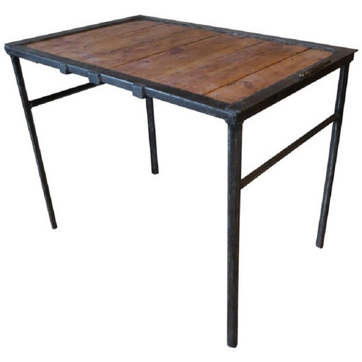 Vintage-Industrietisch aus Eisen und Holz, 1960