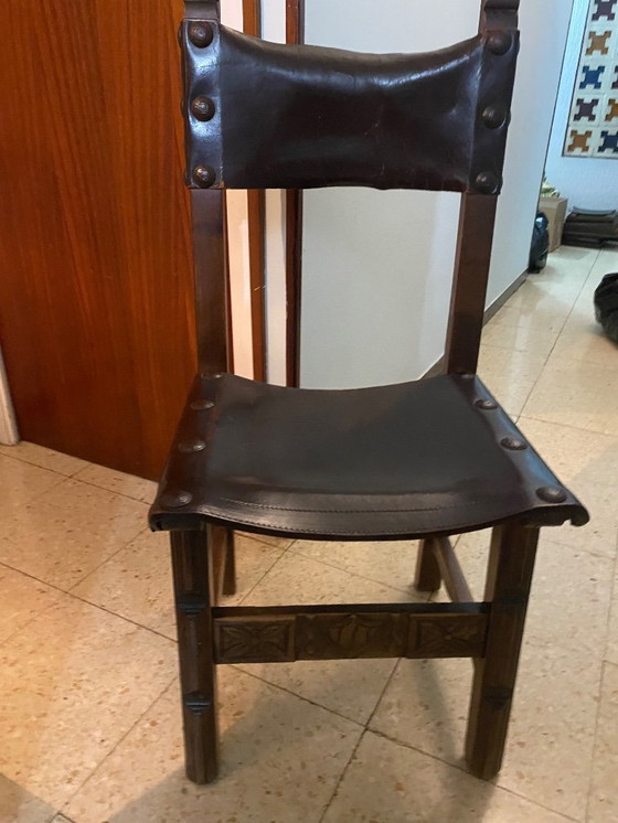 Image 1 of 12 Castilian chairs made of wood and leather
