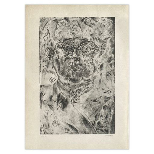 Joan Miro Photogravure Autoportrait 1939 – lithos zeefdrukken, Paper