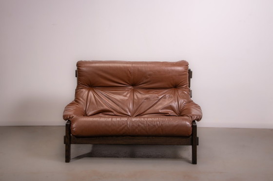 Image 1 of Divano e poltrona brutalisti olandesi disegnati da Gerard Van den Berg per Montis. Circa 1980