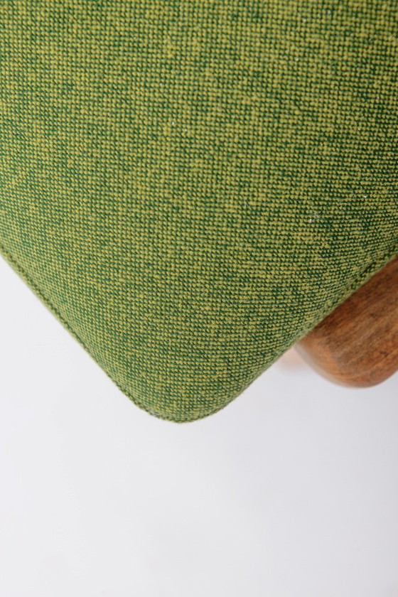 Image 1 of Vintage Armchair 1950s Germany, Beech Wood Chair, Restored & Reupholstered, Light Green Seat, Mid Century Modern